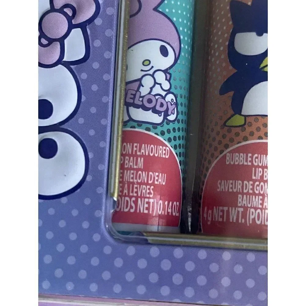 5 Pack Sanrio Hello Kitty and Friends Flavored Lip Balm‎ & Tin Set Plant Based